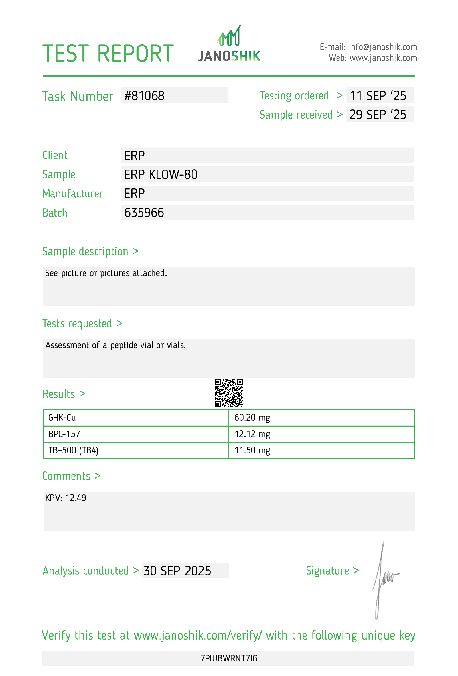 Certificate of Analysis